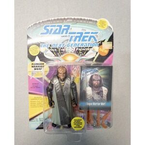 NIB Vintage 1993 Playmates Star Trek TNG Klingon Warrior Wharf Action Figure